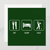 Eat Sleep Golf Uitnodiging (Voorkant / Achterkant)