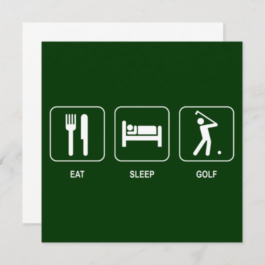 Eat Sleep Golf Uitnodiging (Voorkant / Achterkant)