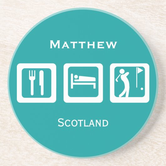 Eat Sleep Golf Zandsteen Onderzetter (Voorkant)