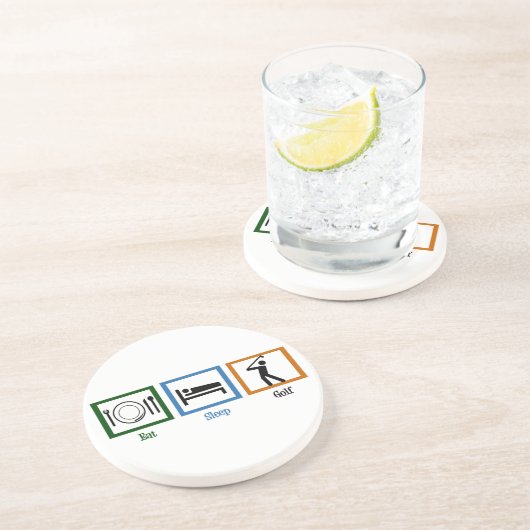 Eat Sleep Golf Zandsteen Onderzetter (Zijkant)