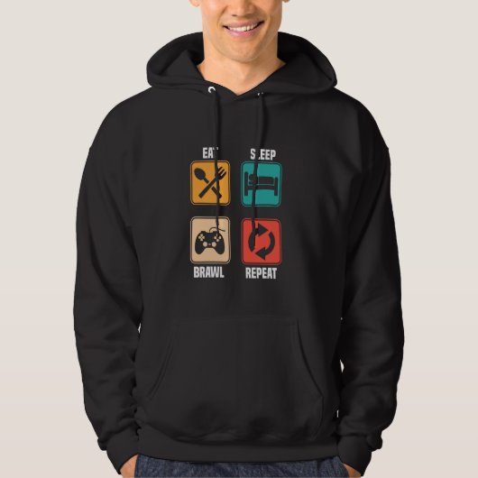 Eat Sleep Grappig Gamer Ontwerp Hoodie (Voorkant)