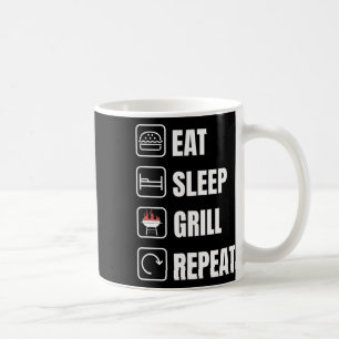 Eat Sleep Grill Herhaal BBQ Griller Vaderdag Koffiemok