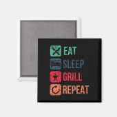 Eat Sleep Grill Herhaal Magneet (Voorkant / Achterkant)