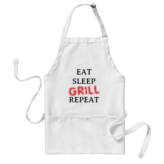 Eat Sleep Grill Repeat funny BBQ apron for chef Standaard Schort (Voorkant)