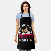 Eat Sleep Groom Herhalen Pet Grooming Dog Groomer Schort (Gedragen)