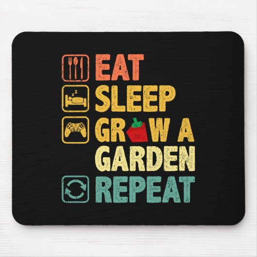 Eat Sleep Grow A Garden Repeat Funny Game Gamer  Muismat (Voorkant)