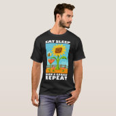 Eat Sleep Grow A Garden Repeat Gamer-stijl T-shirt (Voorkant volledig)