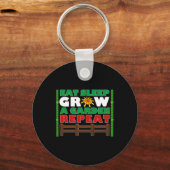 Eat Sleep Grow A Garden Repeat Gamer Style 1 Sleutelhanger (Voorkant)