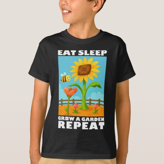 Eat Sleep Grow A Garden Repeat Gamer Style  T-shirt (Voorkant)