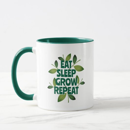Eat Sleep Grow Herhaal humoristische groene tuinbo Mok (Links)