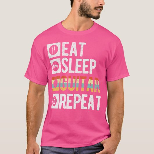 Eat Sleep Guitar Akoestische Gitarist T-shirt (Voorkant)