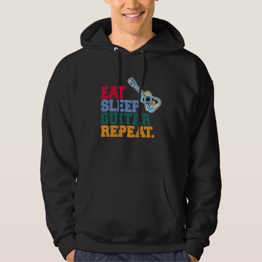 Eat Sleep Guitar Repeat Guitar Player Guitarist Hoodie (Voorkant)