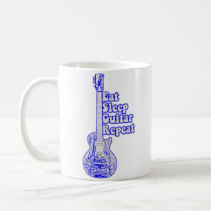 Eat sleep guitar repeat. vintage blue guitar. koffiemok