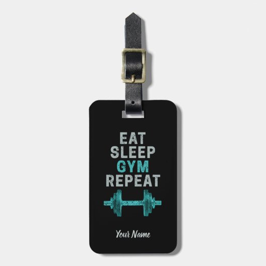 Eat Sleep Gym Herhaal de turnspiegel  voor werkuit Bagagelabel (Voorkant verticaal)