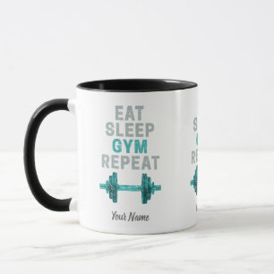 Eat Sleep Gym Herhaal de turnspiegel voor werkuit Mok