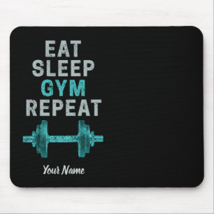 Eat Sleep Gym Herhaal de turnspiegel voor werkuit Muismat
