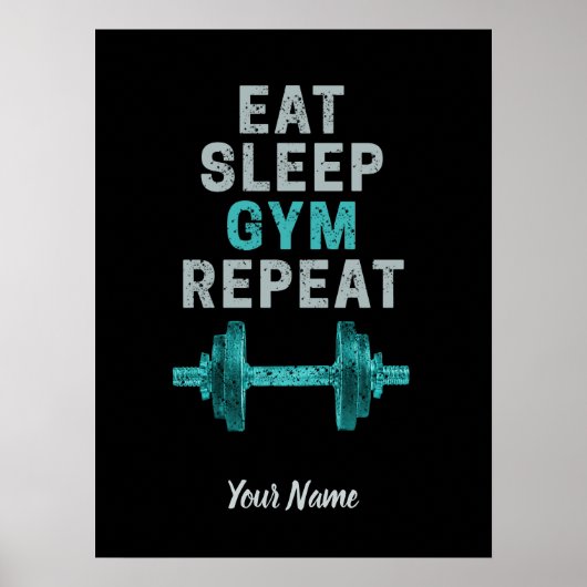 Eat Sleep Gym Herhaal de turnspiegel  voor werkuit Poster (Voorkant)