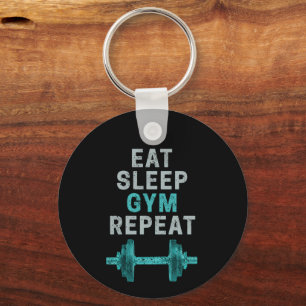 Eat Sleep Gym Herhaal de turnspiegel  voor werkuit Sleutelhanger