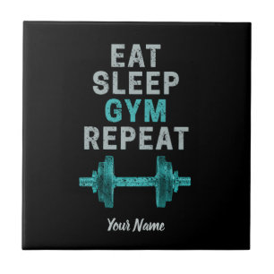 Eat Sleep Gym Herhaal de turnspiegel voor werkuit Tegeltje