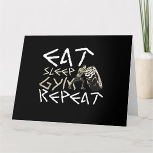 Eat Sleep Gym Herhaal Funny Quote Kaart