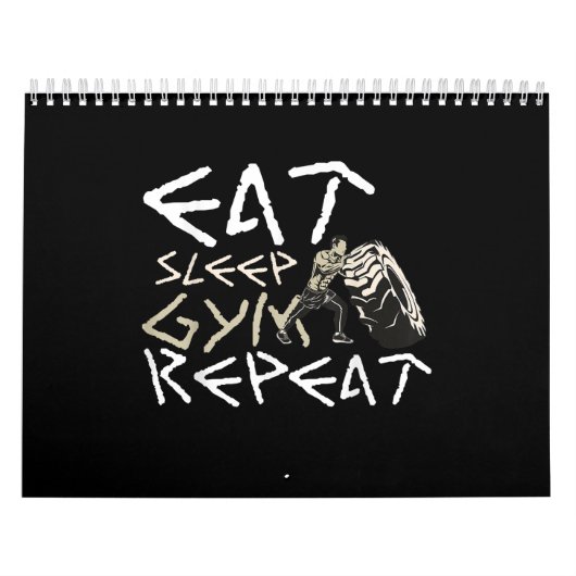 Eat Sleep Gym Herhaal Funny Quote Kalender (Hoes)