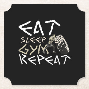 Eat Sleep Gym Herhaal Funny Quote Kartonnen Onderzetters