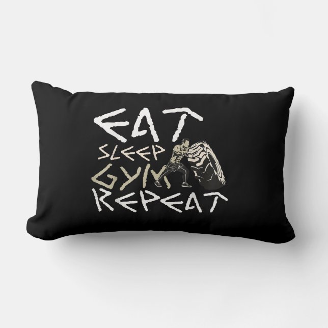 Eat Sleep Gym Herhaal Funny Quote Kussen (Voorkant)