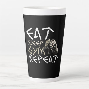 Eat Sleep Gym Herhaal Funny Quote Latte Mok