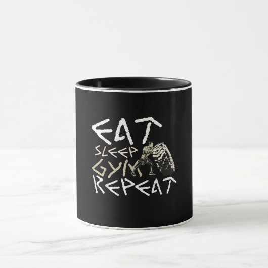 Eat Sleep Gym Herhaal Funny Quote Mok (Midden)
