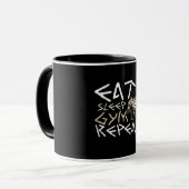 Eat Sleep Gym Herhaal Funny Quote Mok (Voorkant links)