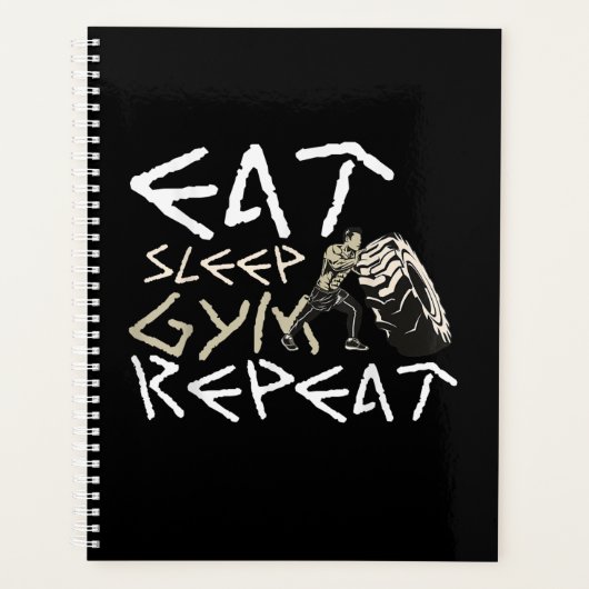 Eat Sleep Gym Herhaal Funny Quote Planner (Voorkant)