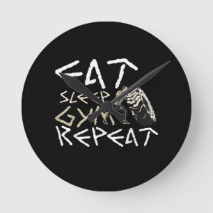 Eat Sleep Gym Herhaal Funny Quote Ronde Klok