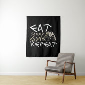 Eat Sleep Gym Herhaal Funny Quote Wandkleed (In situ)