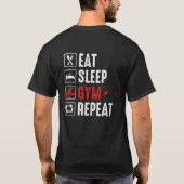 Eat Sleep Gym Herhaal sport T-shirt (Achterkant)
