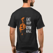 Eat Sleep Gym Herhaal Workout T-shirt (Achterkant)