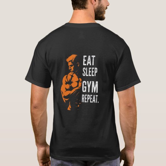 Eat Sleep Gym Herhaal Workout T-shirt (Achterkant)