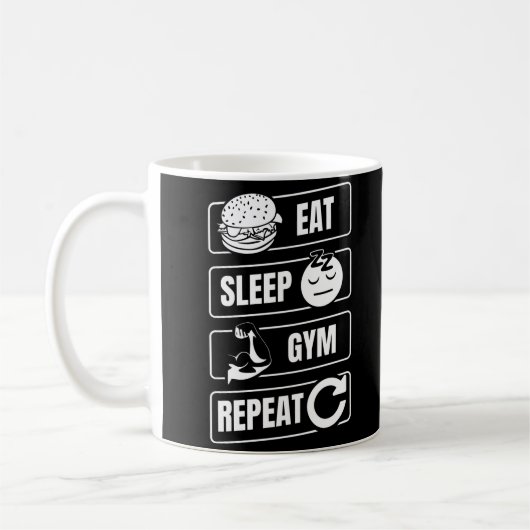 Eat Sleep Gym Herhalen Koffiemok (Links)