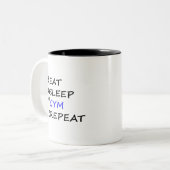 Eat Sleep Gym Herhalen Tweekleurige Koffiemok (Voorkant links)
