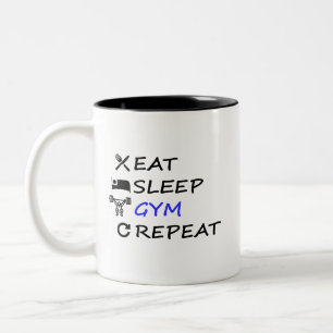 Eat Sleep Gym Herhalen Tweekleurige Koffiemok