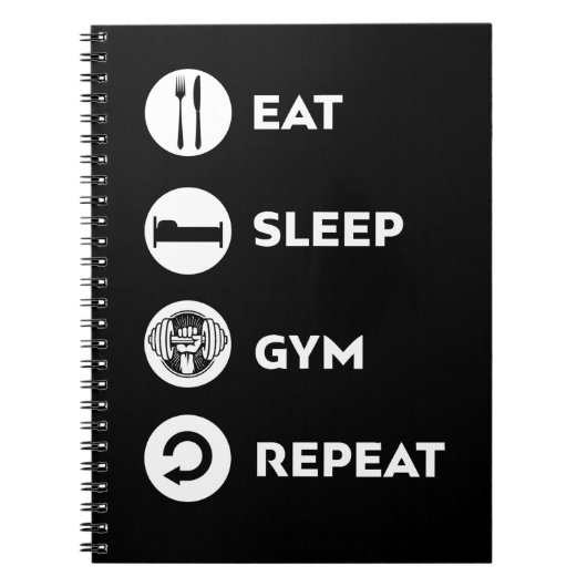 EAT SLEEP GYM REPEAT NOTITIEBOEK (Voorkant)
