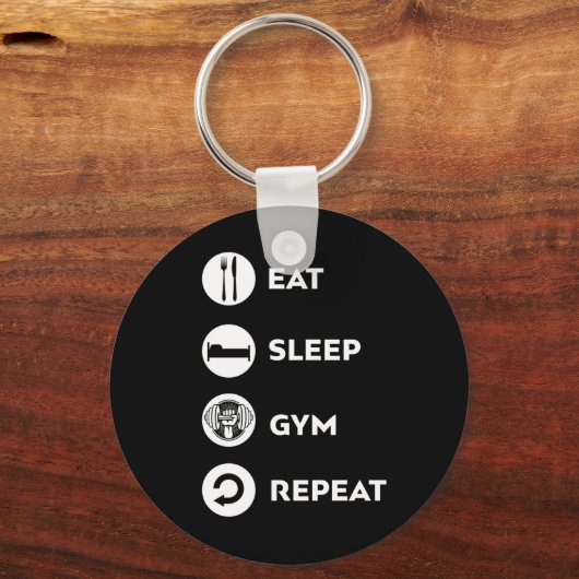 EAT SLEEP GYM REPEAT SLEUTELHANGER (Voorkant)