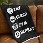 Eat Sleep Gym Repo Pictogram Fleece Deken