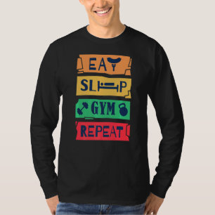 Eat Sleep Gym Repo Retro Bodybuilding T-shirt