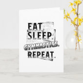 Eat Sleep Gymnastics Herhalen Kaart (Gele Bloem)