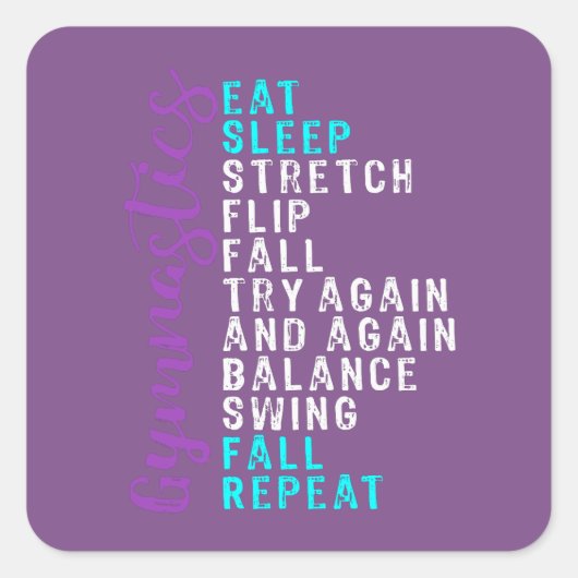 Eat Sleep Gymnastics Recovered2 Vierkante Sticker (Voorkant)