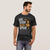 Eat Sleep Hack Herhaal Wit Pet Zwart Pet Hacker T-shirt (Voorkant volledig)