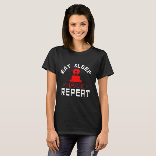 Eat sleep Hack repeat T-shirt (Voorkant volledig)