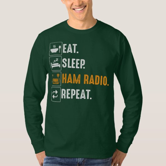 Eat Sleep Ham Radio Herhalen Humor HAM-radio T-shirt (Voorkant)