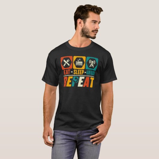 Eat Sleep Ham Radio T-shirt (Voorkant volledig)