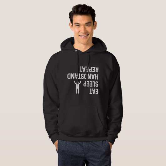 Eat Sleep Handstandaard Herhalen Hoodie (Voorkant volledig)